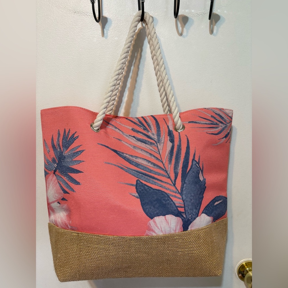 Margaritaville Coral Floral Tote with Rope Handles - Picture 11 of 15